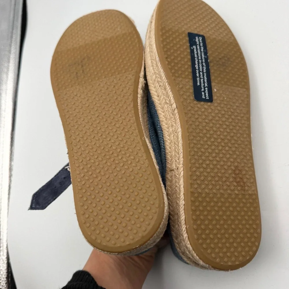TOMS Womens Mary Jane Espadrille Flats Blue Denim Textile 10021873 Size 6.5